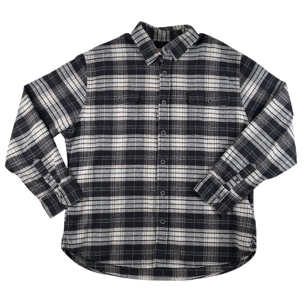 JACHS Shirt Mens XL Gray Plaid Flannel Long Sleeve Button Up Pockets Casual